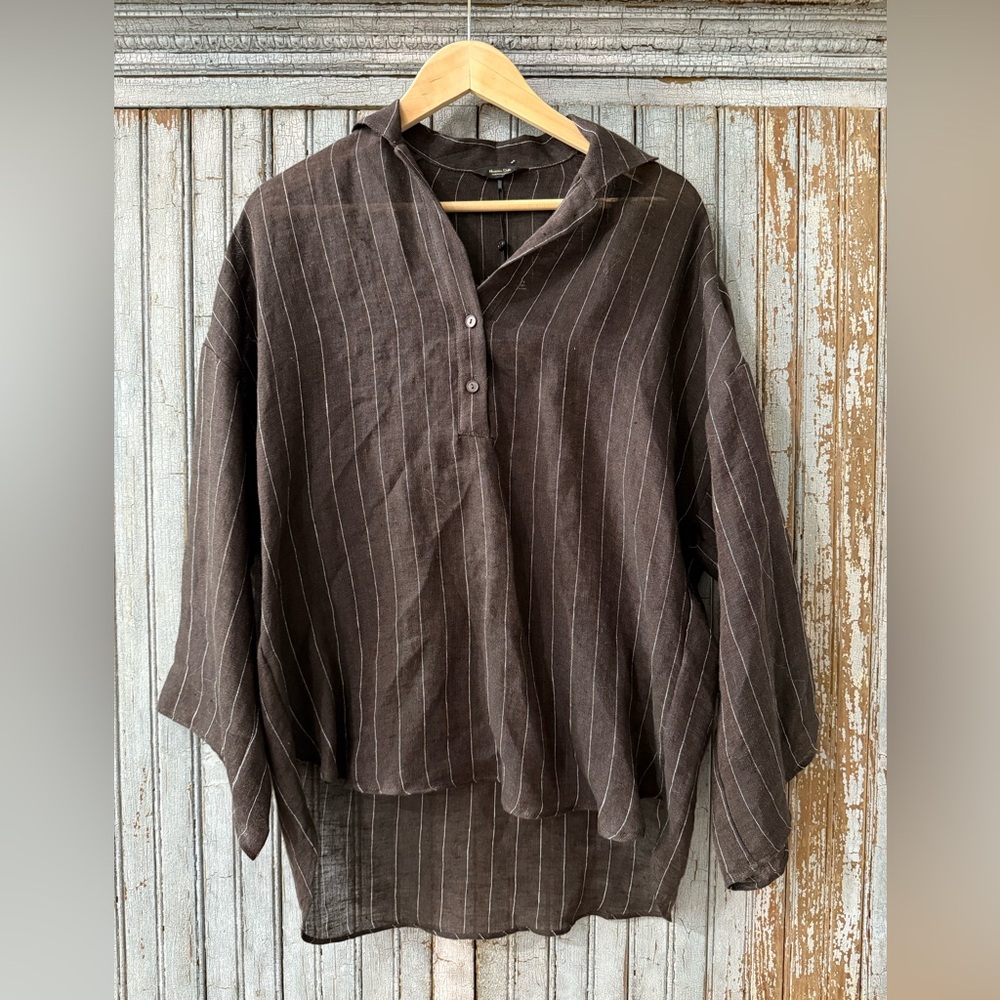 Massimo Dutti Striped Linen Top XS NWT